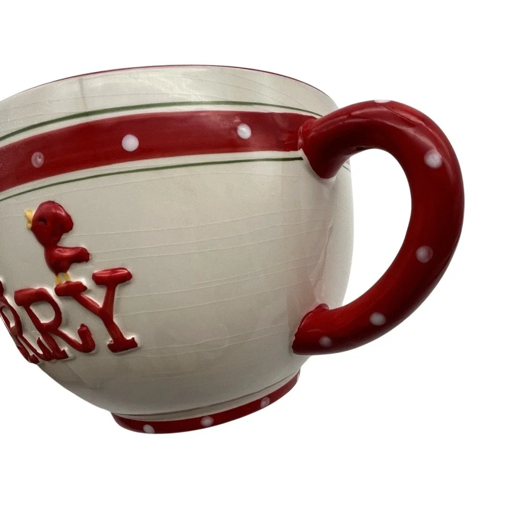 Target Be Merry Oversized Mug Christmas Decorative Bowl Red White Polka Dot 5in